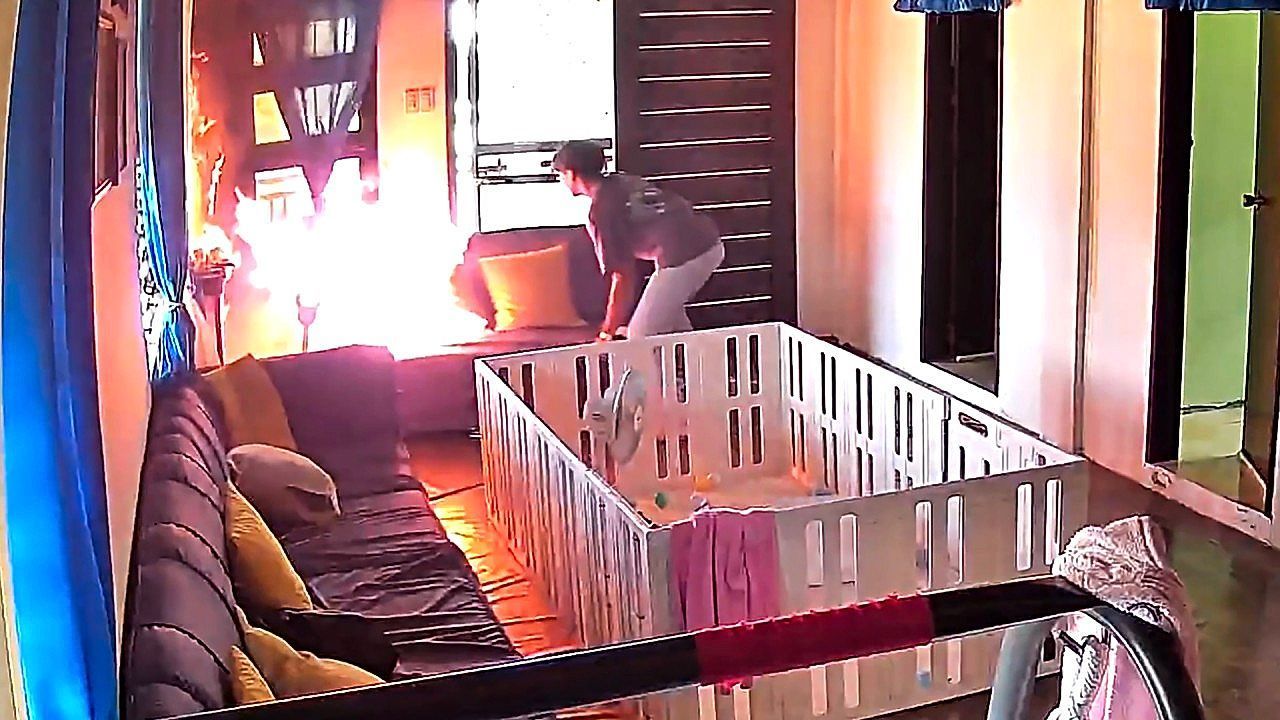 Réflexe rapide : Un homme arrête le feu dans un appartement aux Philippines