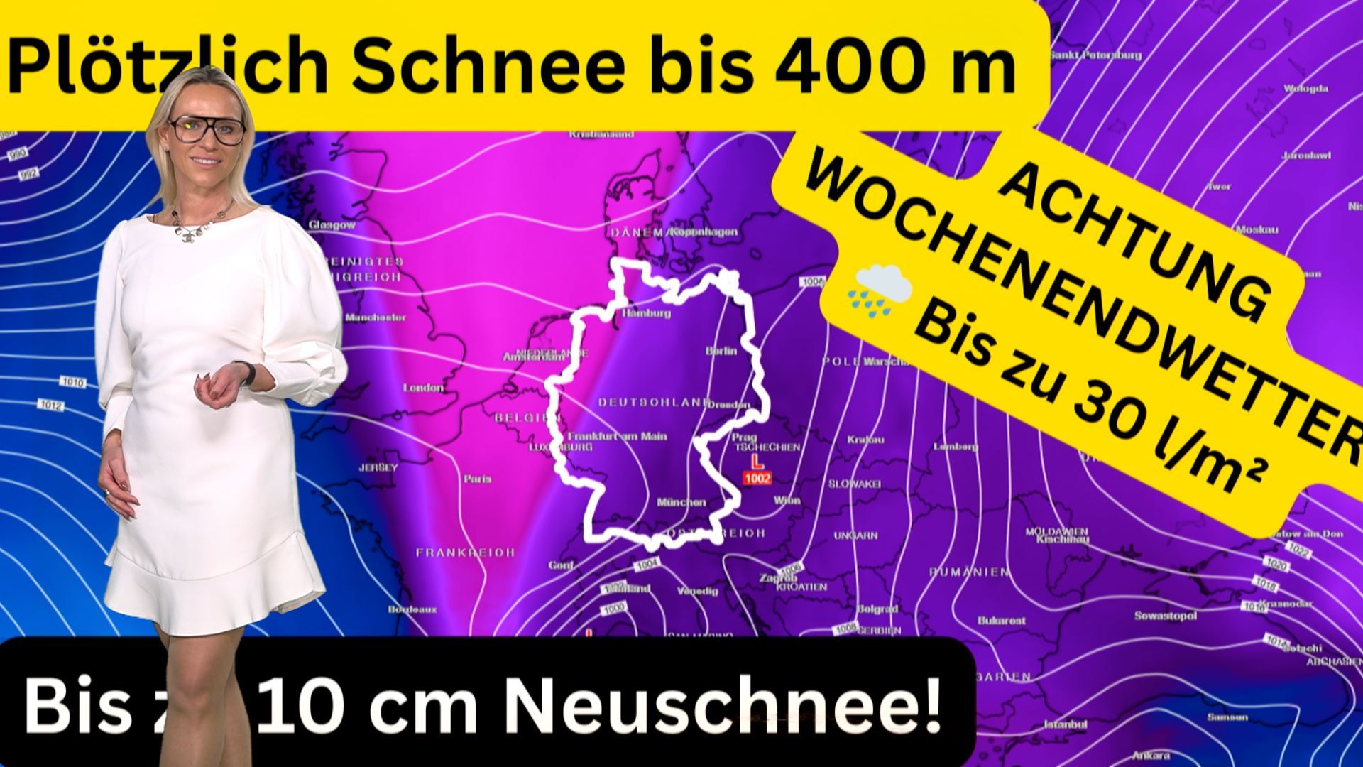 Video: Märzwinter jetzt doch: 30 l/m² Niederschlag + Schneefallgrenze sinkt auf 400 m = bis 10 cm Neuschnee