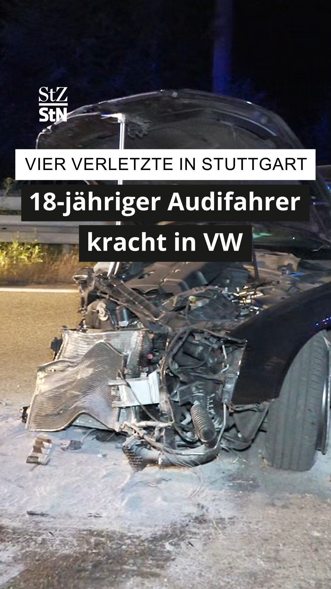 Video: 18-jähriger Audifahrer kracht in VW – mehrere Verletzte in Stuttgart