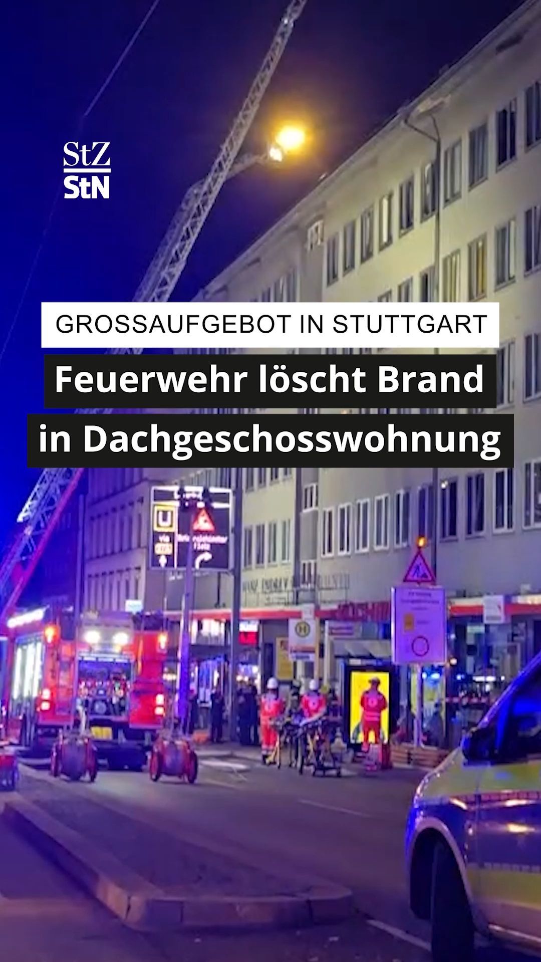 Video: Feuerwehr löscht Brand in Dachgeschosswohnung an der Rotebühlstraße
