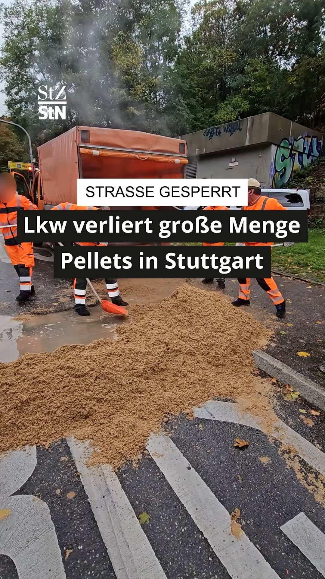 Video: Stuttgart-Süd: Lkw verliert große Menge an Pellets – Karl-Kloß-Straße gesperrt