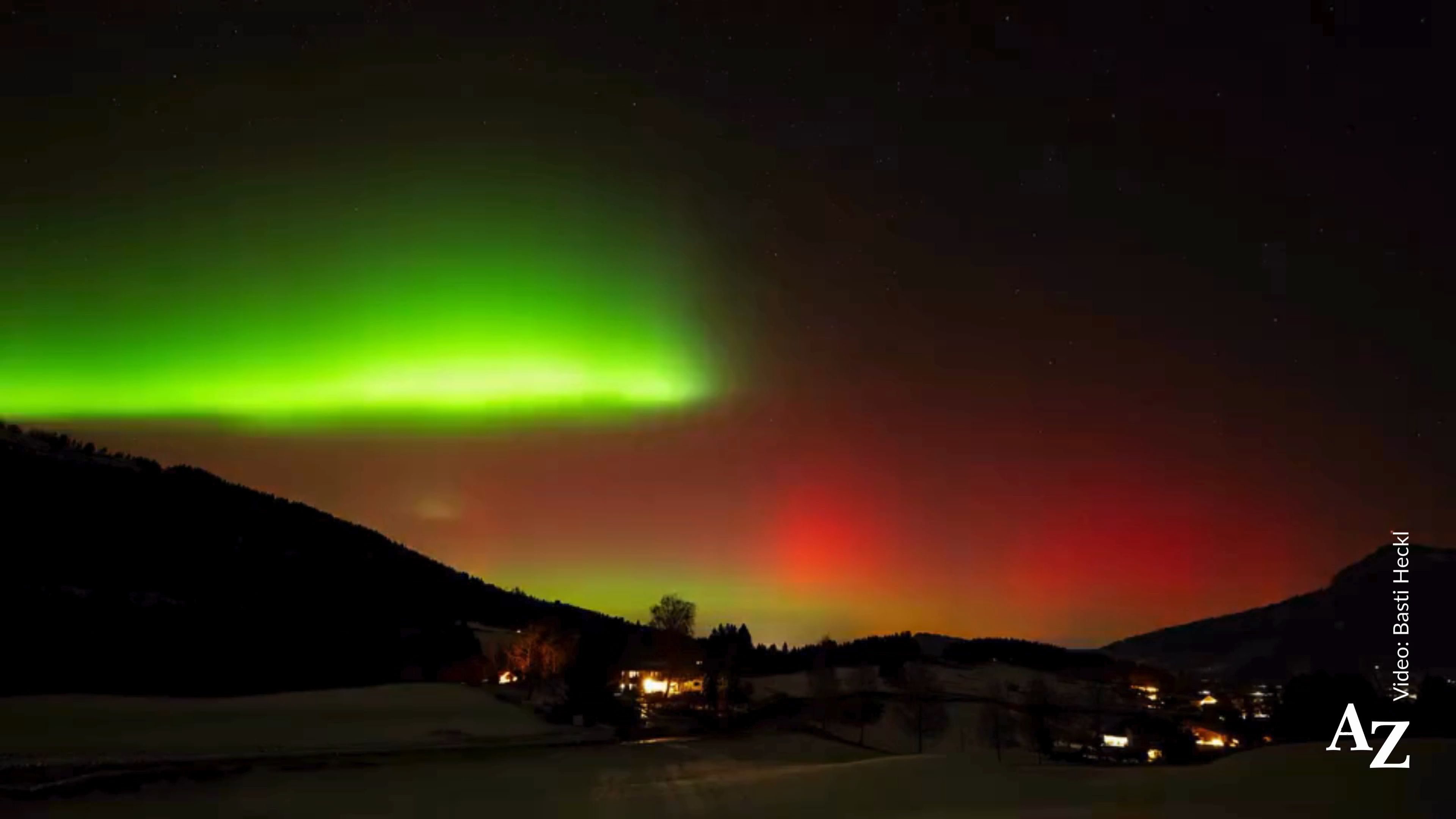 Video: Starke Polarlichter tanzen über dem Allgäu