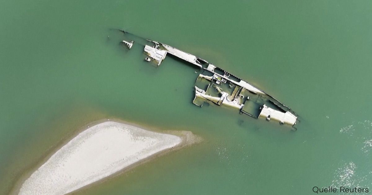 Niedrige Donau legt zahlreiche versunkene Schiffe aus dem Zweiten Weltkrieg frei