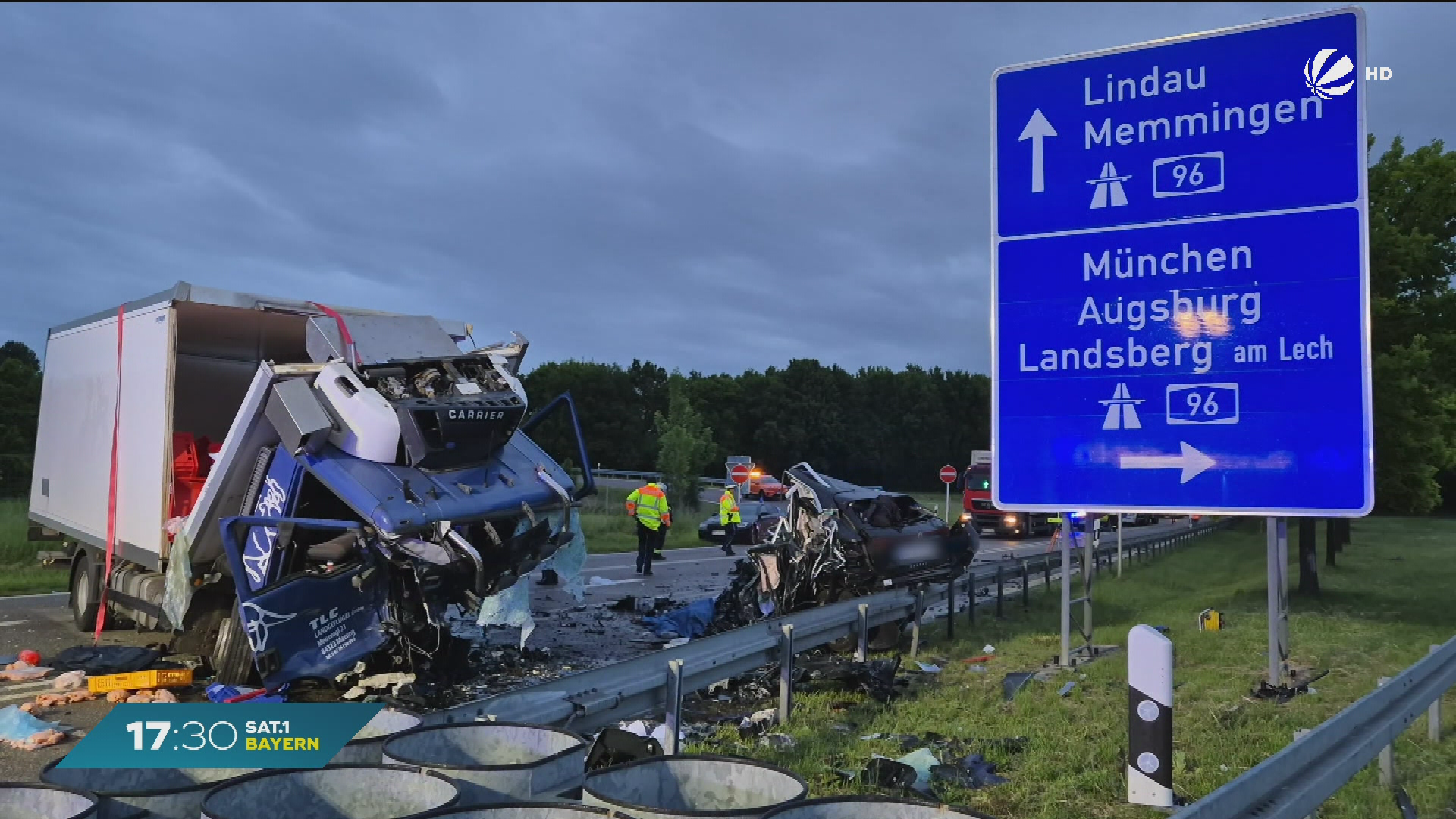 Video: Frontalcrash mit Hähnchen-Laster: 22-Jähriger stirbt bei Unfall bei Buchloe