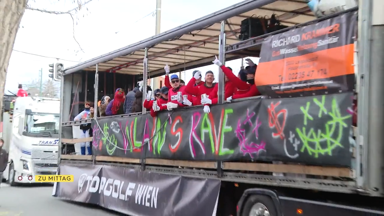 Video: "Mö mö!“ trotz Kälte: Mödling feiert Fasching auf Rekordniveau